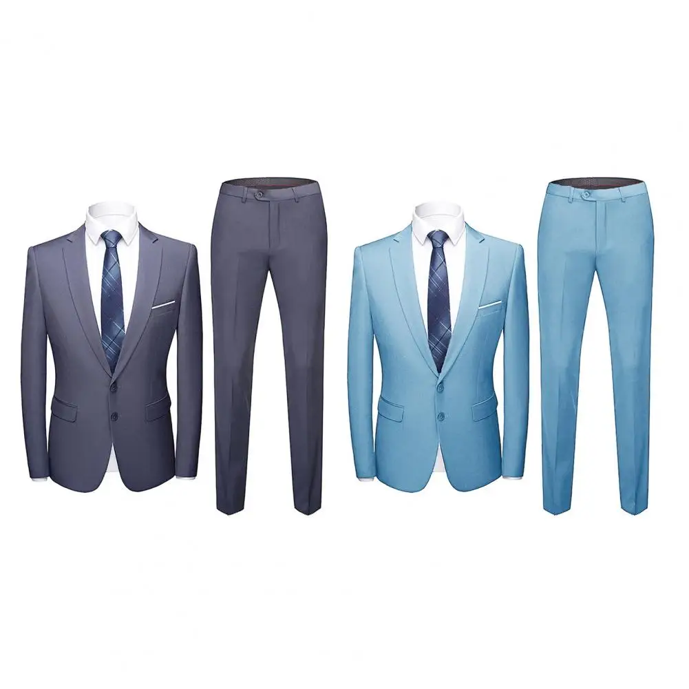 Блейзер и брюки мужские однотонные, Супермягкие однобортные приталенные, с карманами, комплект для банкета, 1 комплект