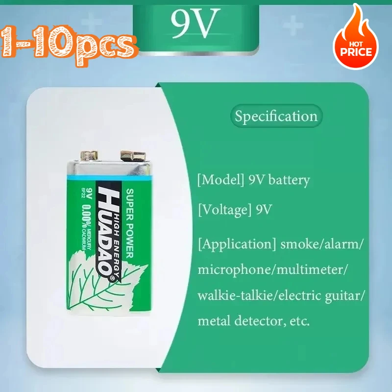 1-10 шт. 9 В аккумулятор одноразовый карбоновый мультиметр сигнальный микрофон 6F22
