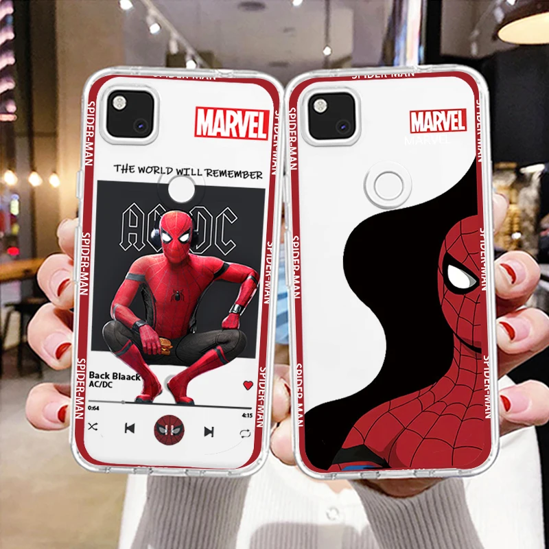 

Marvel Superhero Spiderman Art Phone Case For Google Pixel 7 6 Pro 6A 5A 5 4 4A XL 4G 5G Transparent Cover Soft TPU FUndas Capa