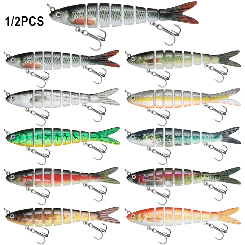 

1PCS/2PCS Bait Lures Fishing Gear Tackle Accessories Hard Bait Eight Stanzas Fishing Lure with 3D Stereo Fisheye Fishbait