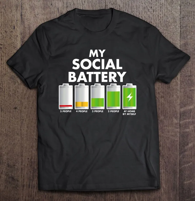 

Забавный Интроверт, подарок, моя социальная батарея с людьми, футболка большого размера, мужская рубашка с принтом, унисекс, аниме футболка, ...