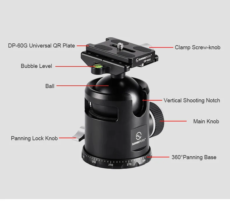 SUNWAYFOTO EB-52 EPIC серия для путешественников шариковая головка штатива для DSLR камеры штатив шариковая головка Профессиональный панорамный монопод (art.: 3920be415d64a) - 3920be415d64a
