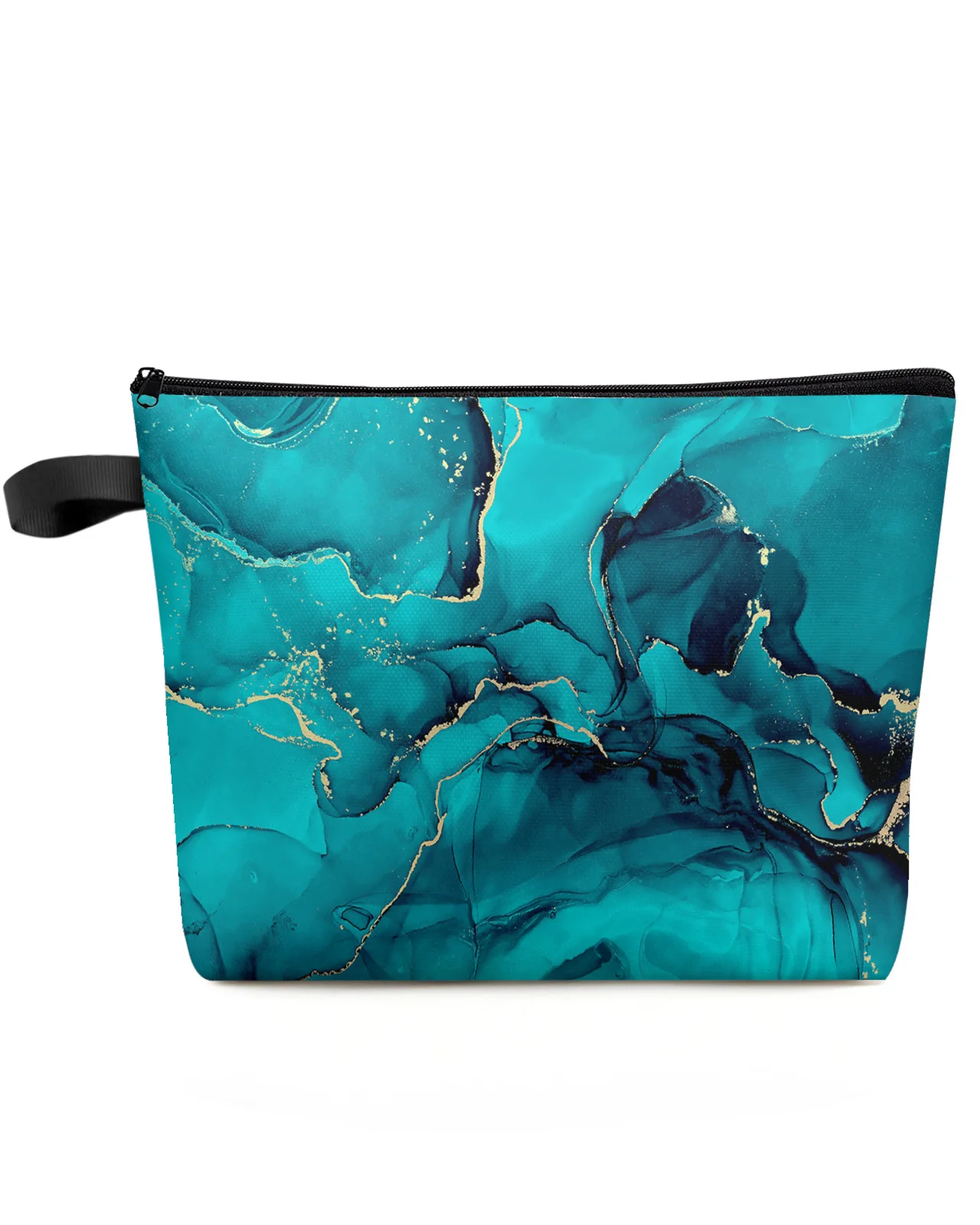

Aqua Marble Lines Makeup Bag Pouch Travel Essentials Lady Women Cosmetic Bags Toilet Organizer Kids Storage Pencil Case
