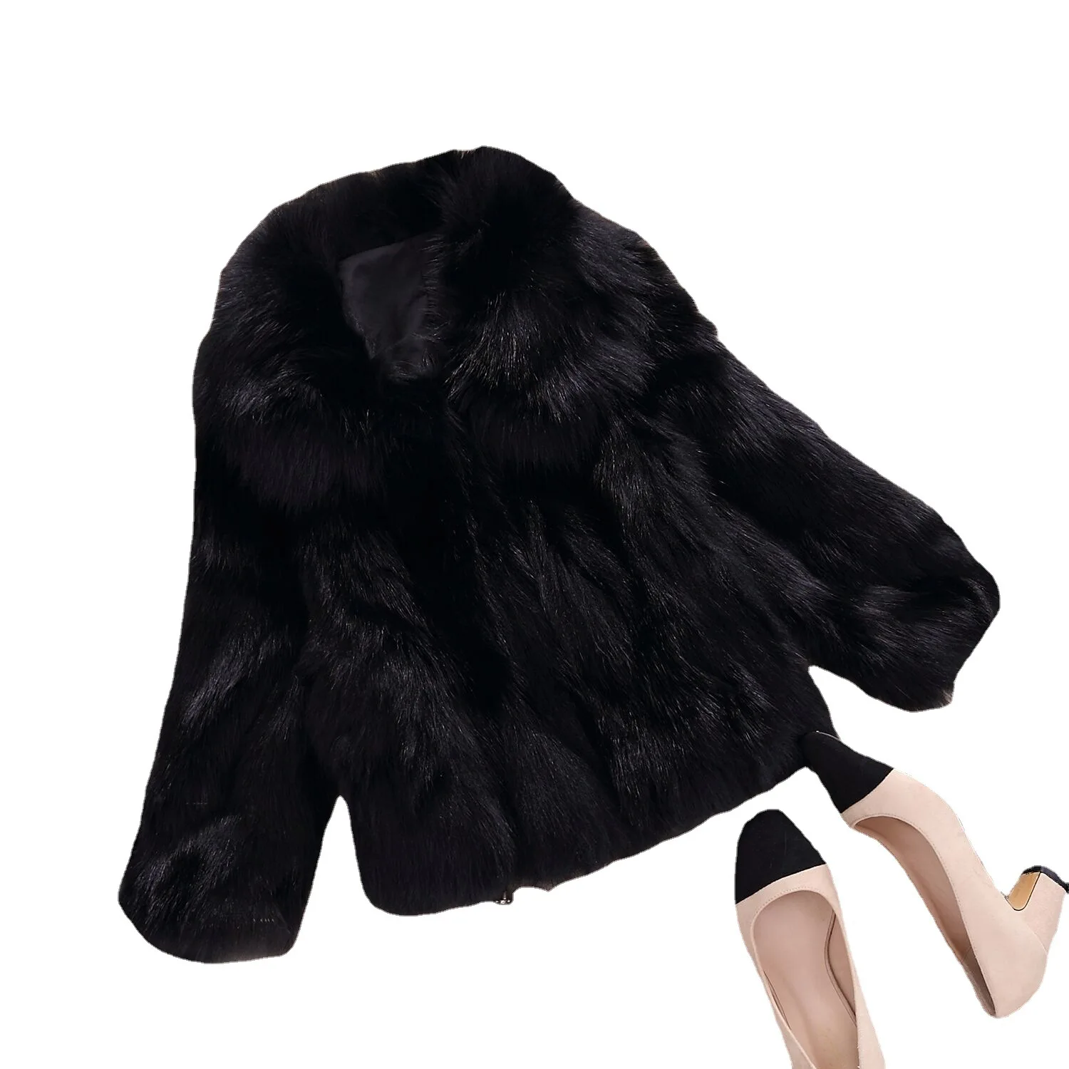 Women's Leather Fur Coat Fashion Casual Short Imitation Fox Fur Imitation Fur Jacket Women Faux Fur Coat