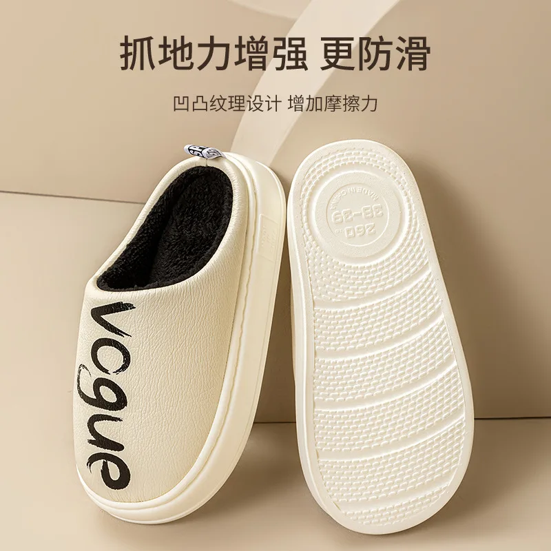Winter Cotton Slippers Women Man Home Indoor Shoes Warm Plush Shoes Waterproof Unisex House Slippers Hairy Thick Soled Slides Co