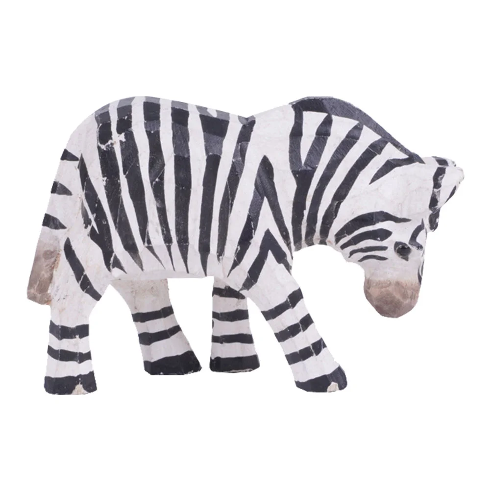 

2Pcs Wood Zebra Ornament Wood Carved Craft Nordic Style Animal Ornament