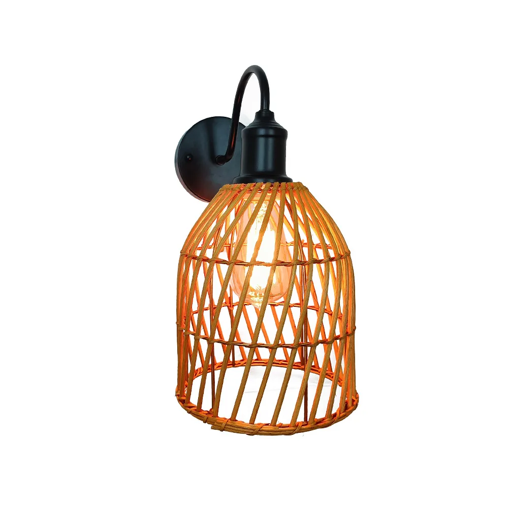 

Rattan Pull Cord Wall Lamp Nordic Vintage Hotel Bed Lamp Corridor Corridor Bedroom Wall Lamp Room Decor Led Entrance Lighting