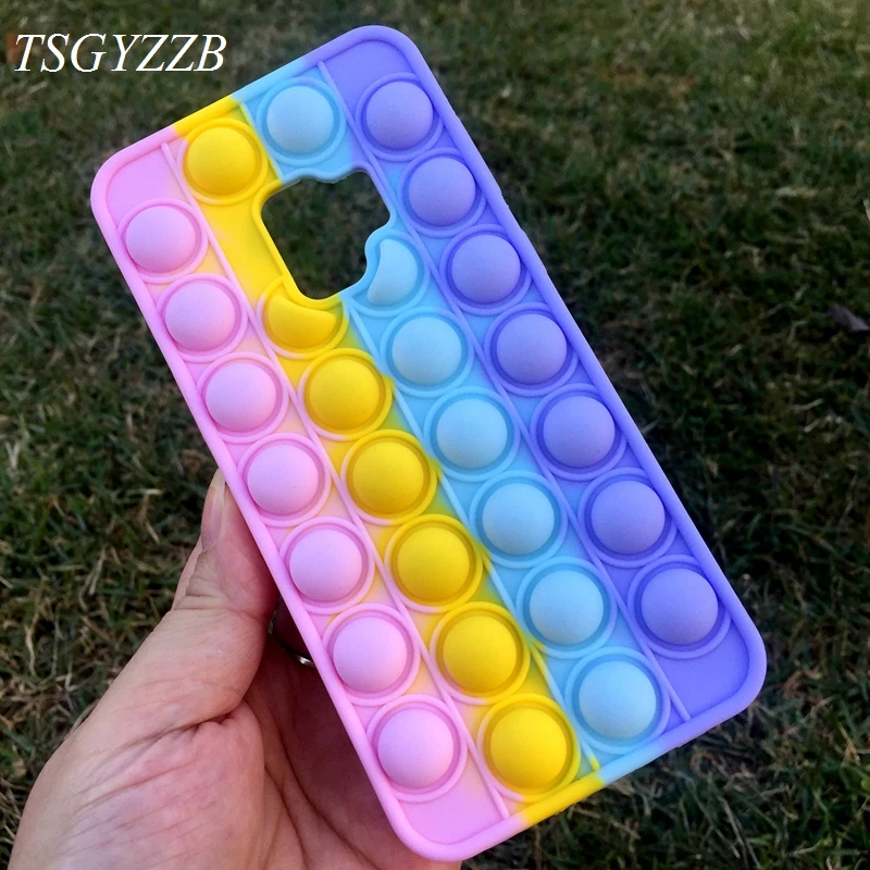 

Cute Rainbow Bubble Fidget Toy Phone Case For Samsung Galaxy S9 S10 S20 Plus S21 A50 A51 A71 A11 A21S A12 A32 A52 A72 Soft Cover