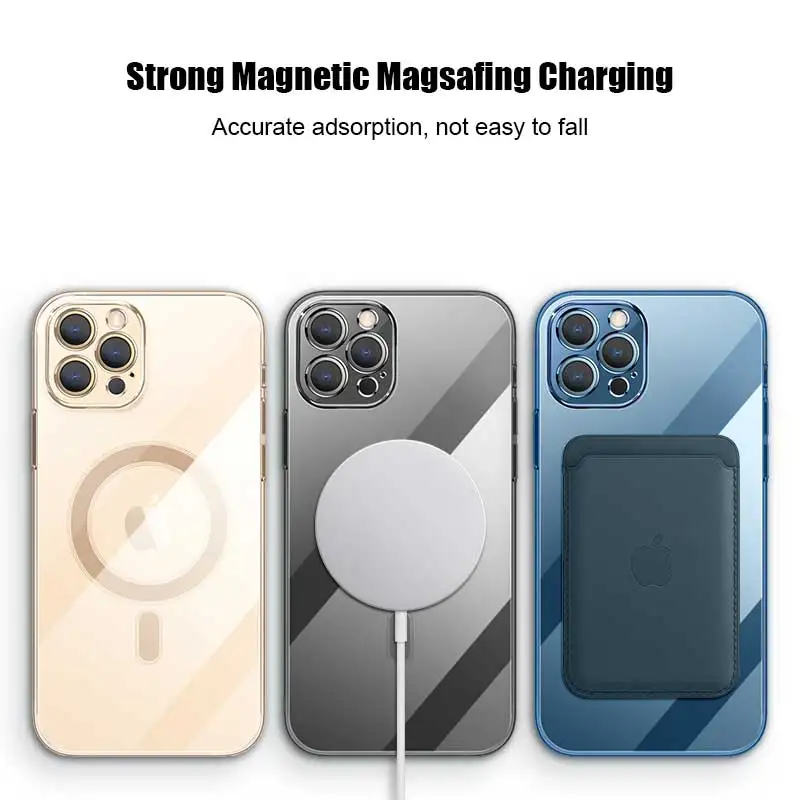 For iPhone 12 14 Plus Max Case Magnetic Charging Magsafing Phone Case for iPhone 11 14 13 Pro Max Mini 7 8 Plus XR Xs Max Cover