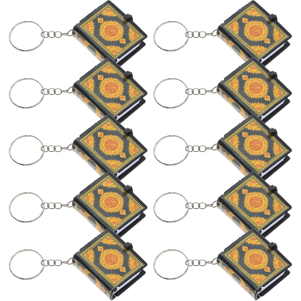 

10Pcs Mini Keychains Exquisite Book Elements Key Rings Pendants Plastic Keychain Decors Quran