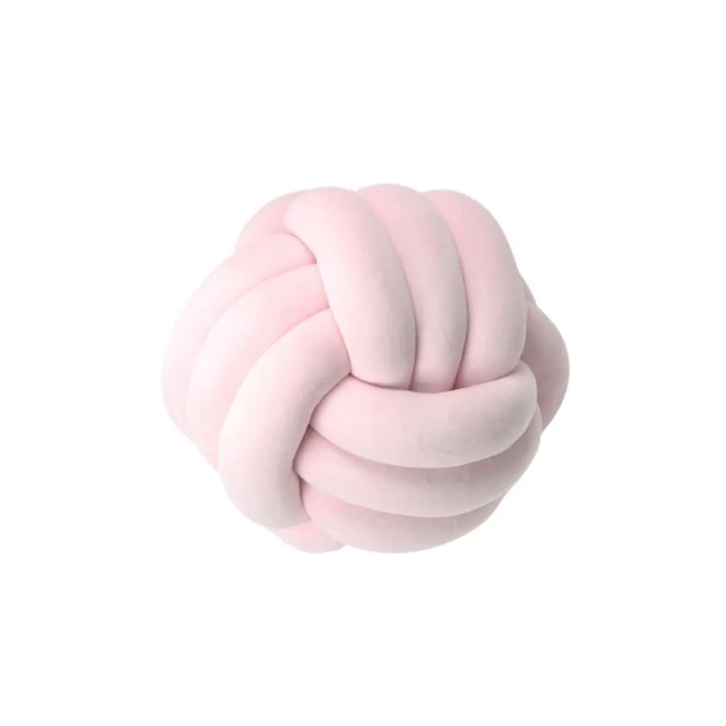 

Knotted Plush Ball Design Round Throw Pillow Home Bedroom Throw Pillow Woven Design Knot Pillow Velvet Cotton Knot Cushion