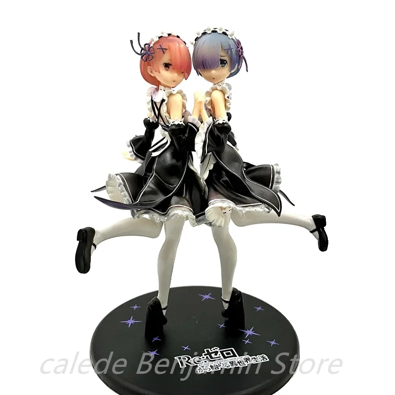 

23cm Anime Re:Life in a Different World From Zero Ram&Rem Figure Maid Outfit Ram Action Figure PVC Model Toys