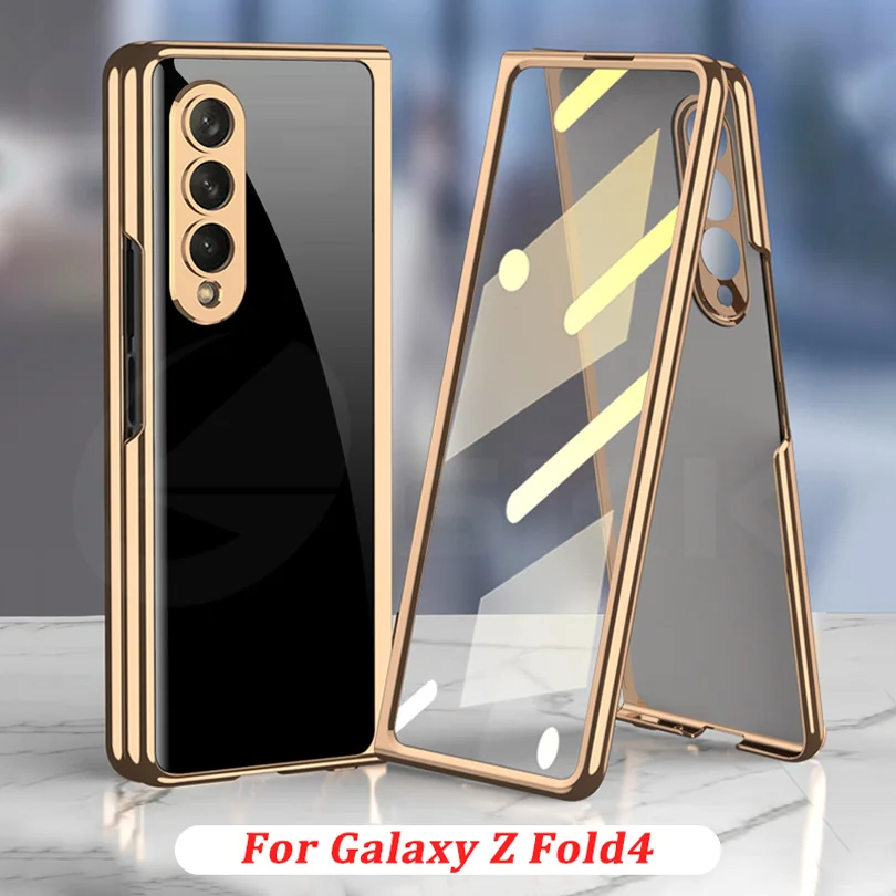 

Роскошный стеклянный чехол GKK с покрытием для Samsung Galaxy Z, Складывающийся в 4 раза, с закаленным стеклом, чехол для Galaxy Z, Fold4, пластиковый жесткий чехол