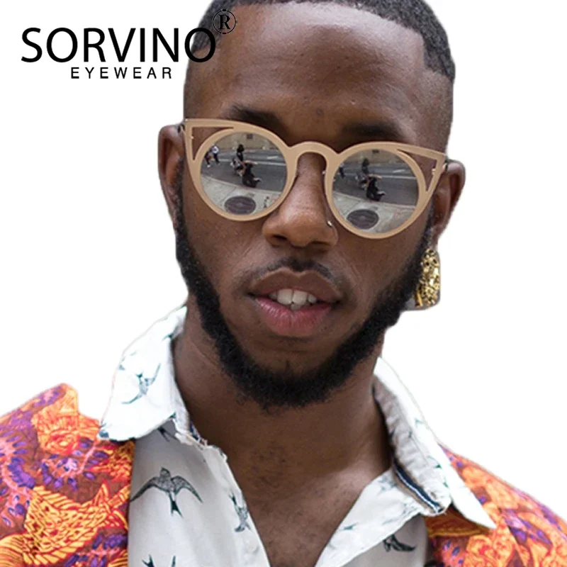 2024 Круглые Солнцезащитные очки кошачий глаз SORVINO женские брендовые дизайнерские