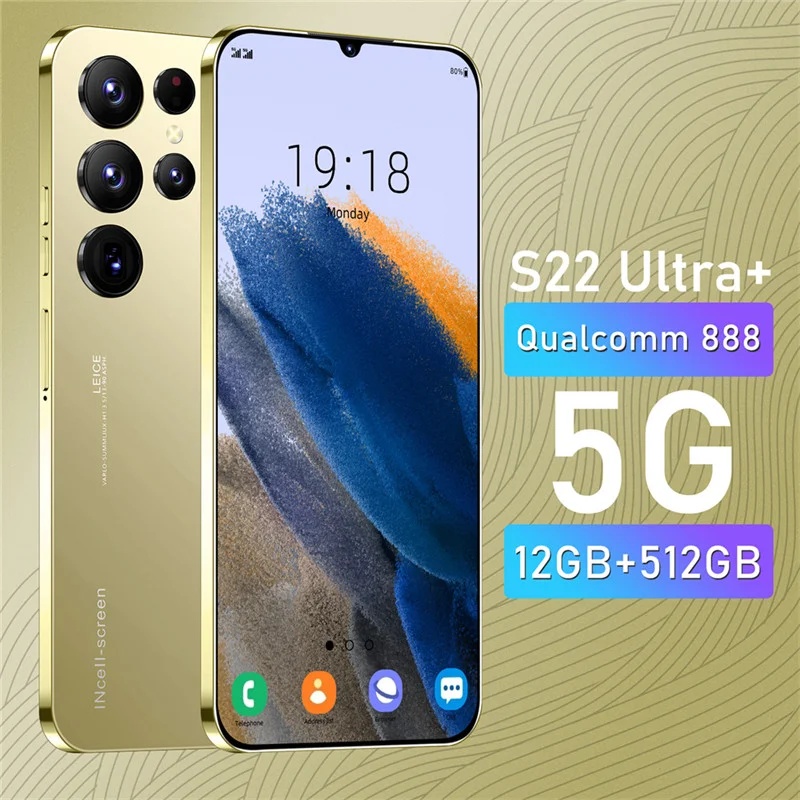 

2022 Global Version S22 Ultra+ 5G Smartphone 12G+512GB 6.8 inch Cellular 6800mAh Phone 5G Network 50MP Unlocked Dual SIM Phone