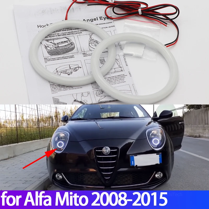 

for Alfa Romeo Mito 2008 - 2015 Car Accessories 2 Years Warranty Hight Quality LED Angel Eyes Kit Cotton White Halo Ring