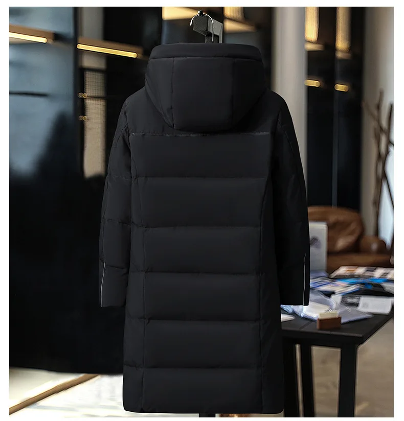 Down Jacket for Men New Winter Men's Coat Thickened Large Size Hooded Long Middle-aged High-end Black Down Jacket for Men