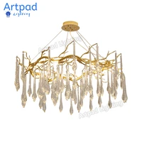 modern crystal chandelier lighting ceiling pendant dining room foyer chandeliers drop hanging light fixtures branch style gold