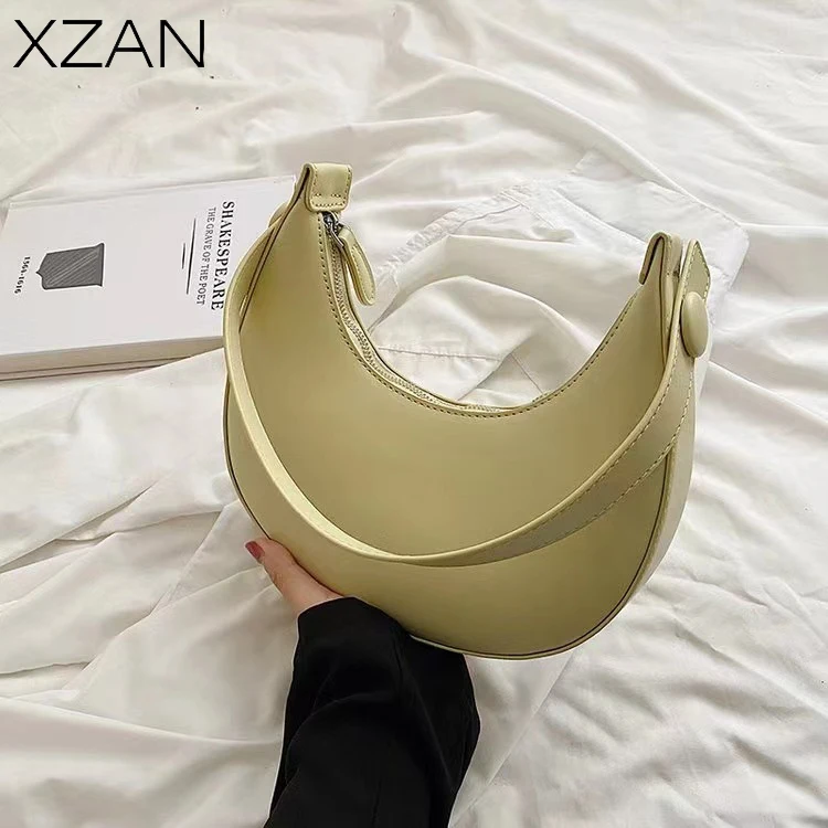 

Single Shoulder Bag For Women Solid Color Small PU Leather 2022 Cute Hobo Trend Handbags and Purse Lady Sweet Tote with Zipper