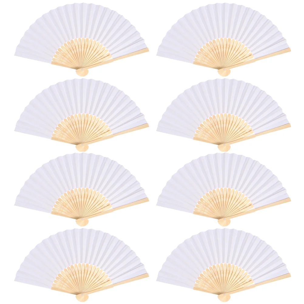 

8 Pcs Japanese Home Decor Wall Fan DIY Drawing Paper Toy Funny Graffiti White Wood Folding Fans Child