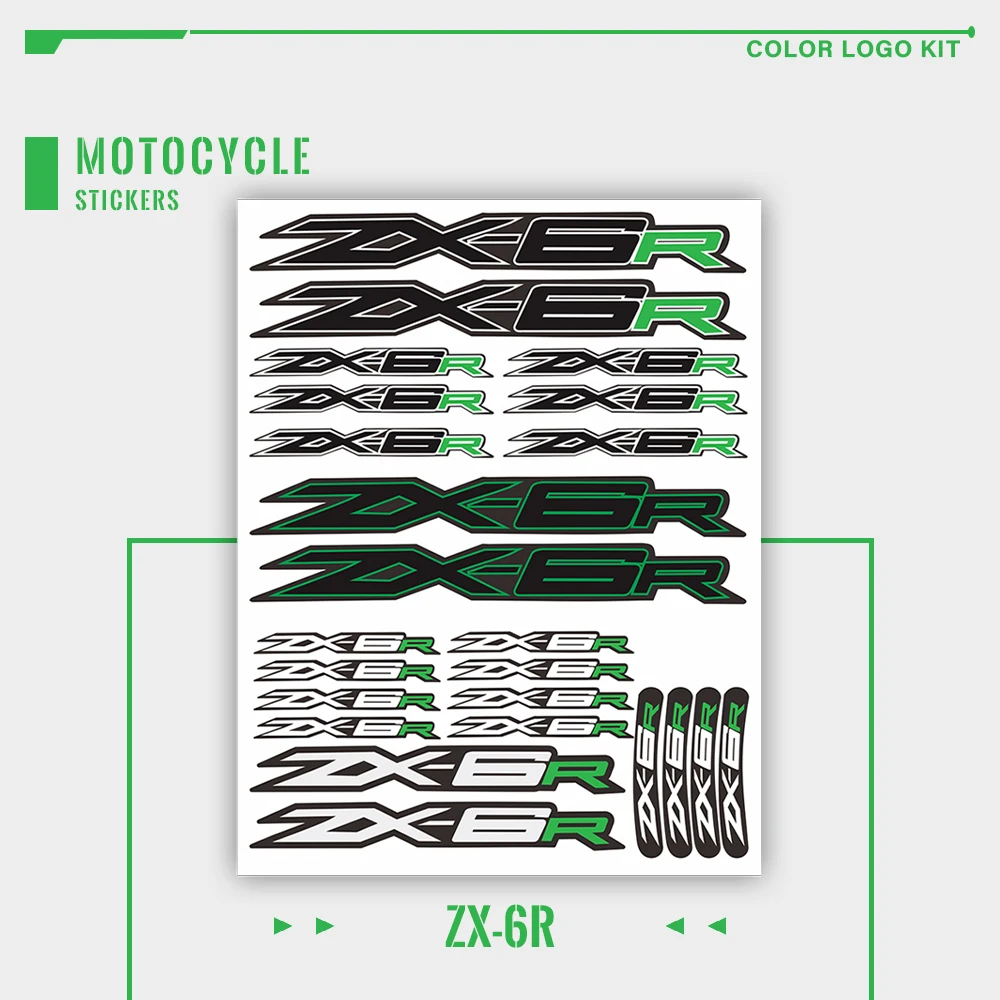 

New sale Motorcycle Reflective Sticker Body fuel tank helmet Waterproof logo decal For KAWASAKI ZX-6R ZX-6R ZX6R ZX 6R