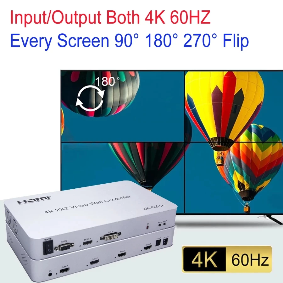 

4K 60 Гц 4 ТВ большой экран Сращивание 2x2 2x1 3x1 4x1 HDMI видео настенный контроллер процессор 180 Градусов откидная Регулировка рамки