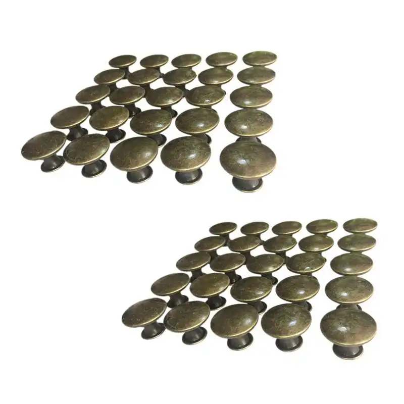 

50PCS Vintage Door Drawer Knobs 30Mm Antique Kitchen Cabinet Cupboard Handles, For Dresser And Cabinet, Old Bronze