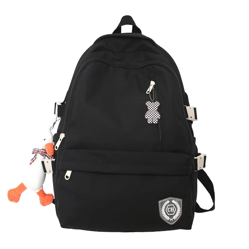 

Teen High School Bags for Girls Backpack Women Schoolbag University Student Nylon Solid Simple Bookbag Female Casual 2022