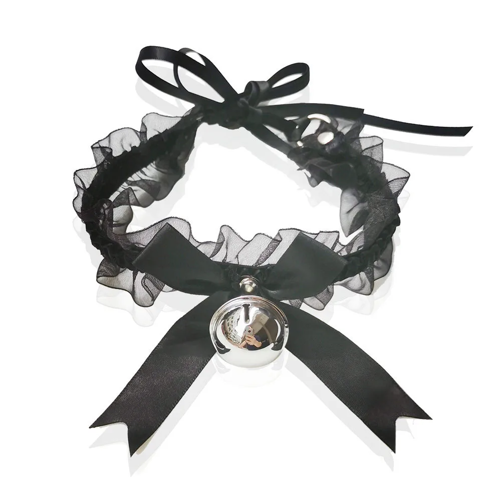 

Женское кружевное ожерелье с бантом, чокер с подвеской-колокольчиком, привлекательный шейный воротник, регулируемый чокер до ключиц, секс-и...