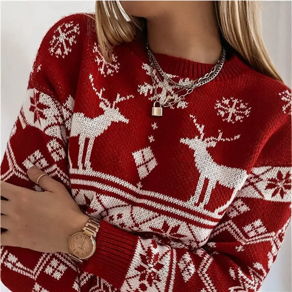 Рождественское платье-свитер для женщин уличная модная и универсальная