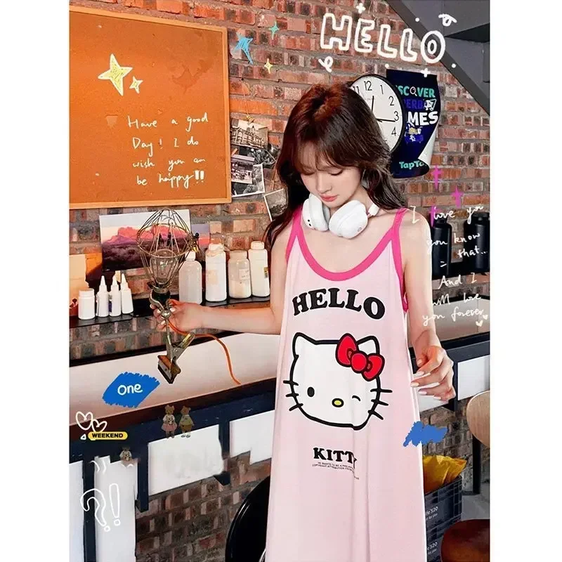 Sanrio новая женская ночная юбка Hello Kitty дышащая повседневная милая удобная