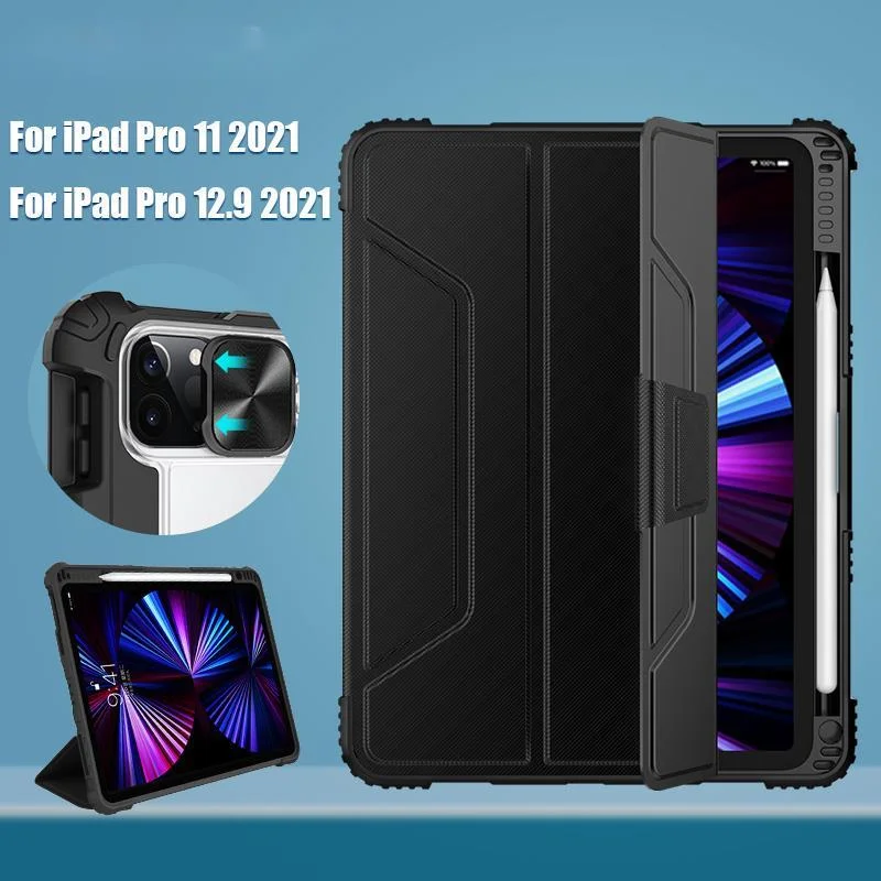 

For iPad Pro 12 9 Case 2021 Magnetic Case For iPad Pro 11 2021 Camera Protection Cover With Pencil Holder Auto Sleep