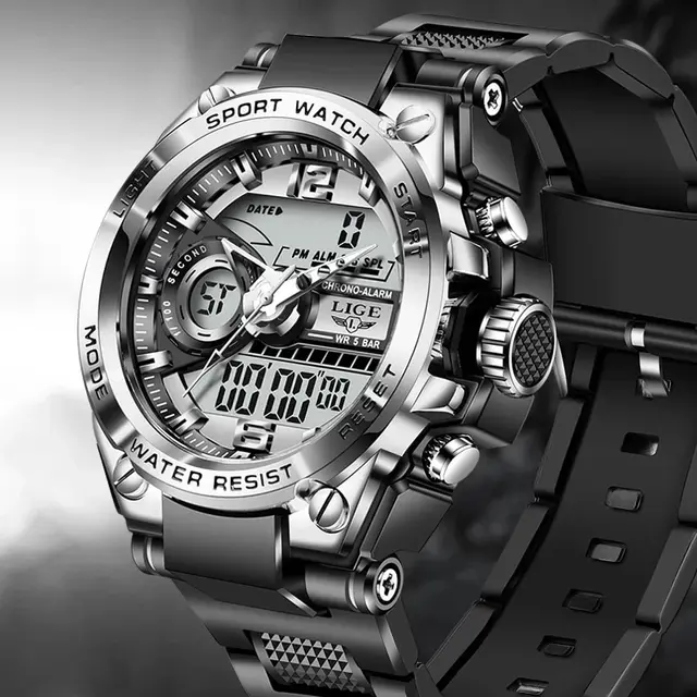 Men Military Watch Digital 50m Waterproof Wristwatch LED Quartz Clock Sport Watch Male Big Watches Men Relogios Masculino 2