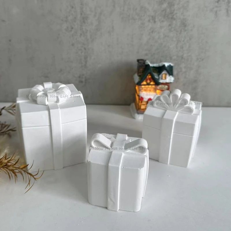 

Рождественская Подарочная коробка, силиконовая форма для свечей, Подарочная коробка с бантом, форма для ароматерапии, свечи, гипсовая смола, форма «сделай сам» для изготовления свечей, форма для мыла