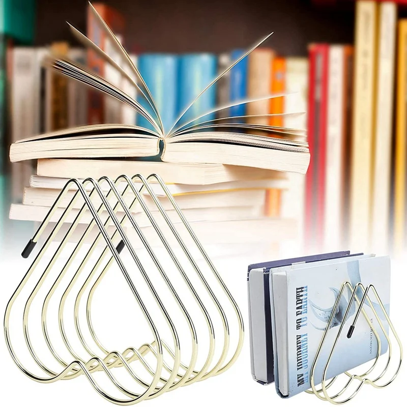 5 Slot Magazine Holder Desktop File Sorter Organizer Office Accessories Heart-Shaped Bookshelf Decor Home Office(2 PCS)