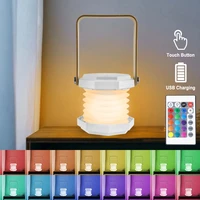 rechargeable led lantern lamp dimmable portable table light touch control bedside lamp rgb cordless lamp usb lantern night light