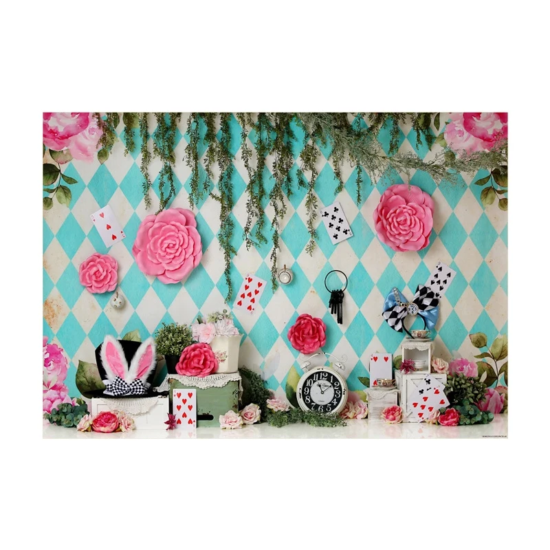 

HTHL-7X5ft Photography Background Willow Rose Green Garden Theme Photo Studio Background Cloth For Family Photo