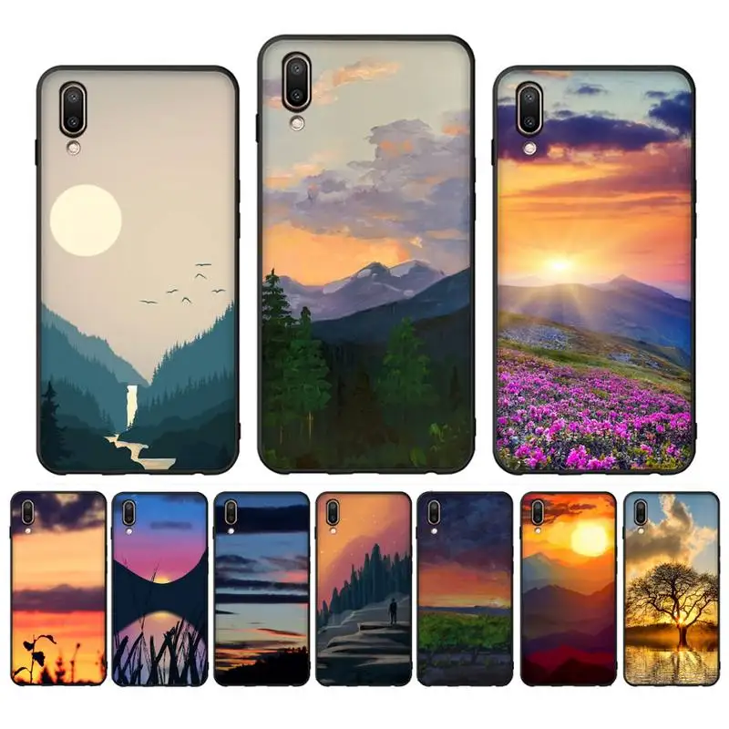 

Sunset Scenery Phone Case Case For Oppo Reno Realme C3 6Pro Cover For vivo Y91C Y17 Y19
