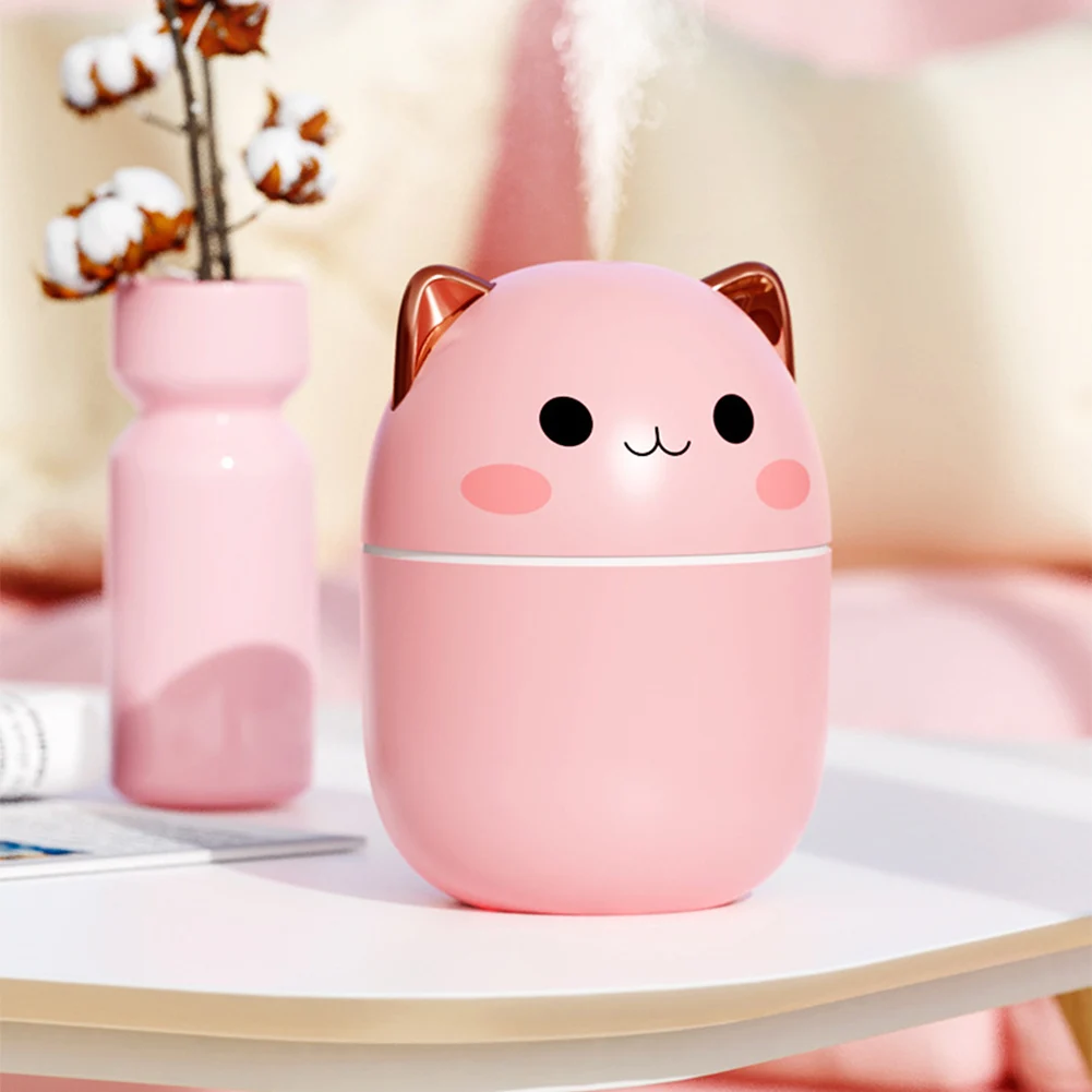 

250ml Portable Car Humidifier diffuser Mini Cute Cool Mist Hydrate Sprayer Smart USB Air Humidificador with LED Night Lamp