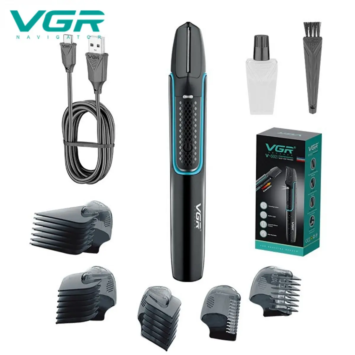 

VGR Триммер для волос Профессиональный Машинка для стрижки волос Электрический Машина для нулевой резки Перезаряжаемый IPX6 Водонепроницаемый Триммер для мужчин V-602