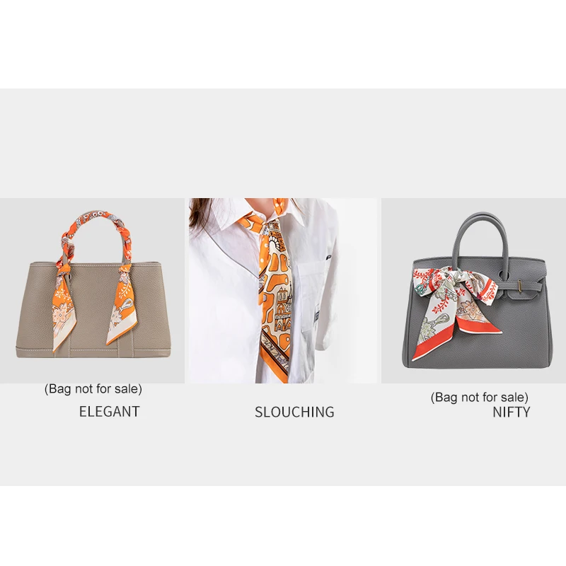 Mulberry Ribbon Decorate Handle Of Bags Luxury Handbag Silk Scarf Female All-Match Headbands Narrow Hairband Long Small Streamer