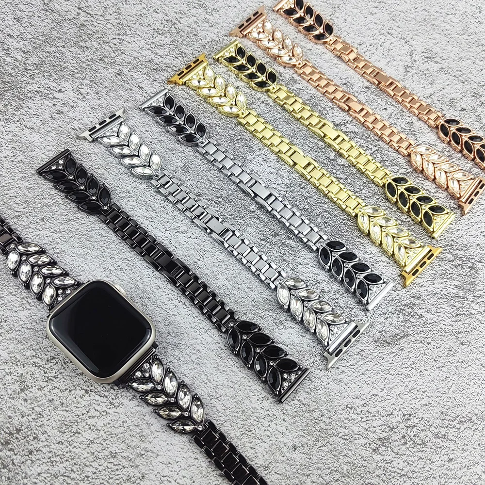 

Slim Diamond Bracelet for Apple Watch Strap 6 5 4 Se 40 44mm 8 7 41 45mm Women Steel Wristband for IWatch Ultra 49mm 42mm Band