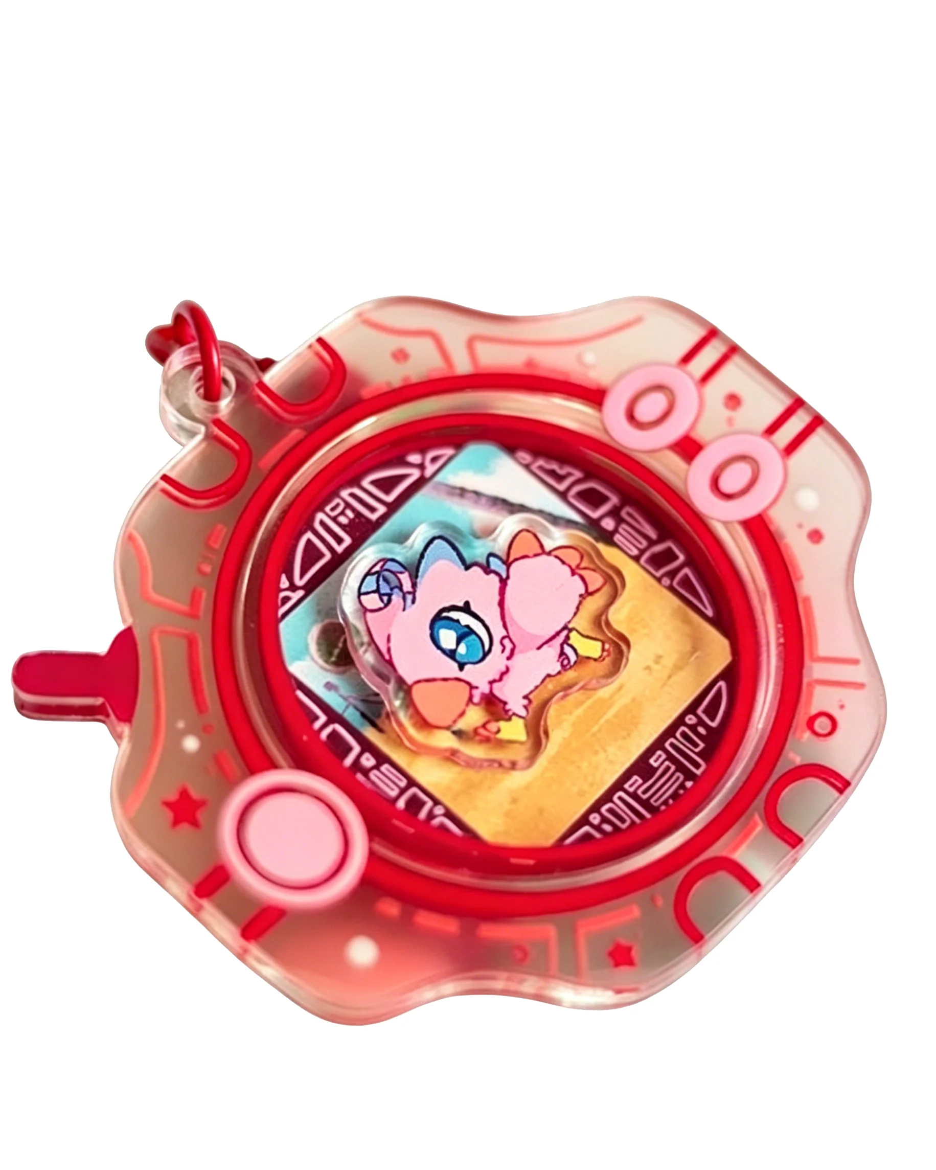 Фото Подвеска для сумки Digimon Adventure Digivice: вращающийся акриловый брелок с Q-V-mon, Palmon, Gatomon, Patamon, Piyomon, Armadillomon №3