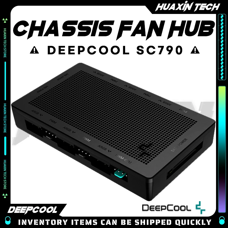 

DEEPCOOL SC790 1 to 6 ARGB&PWM 2-in-1 RGB chassis fan hub SATA power supply magnetic design 6 sets of ARGB/PWM interface fan hub
