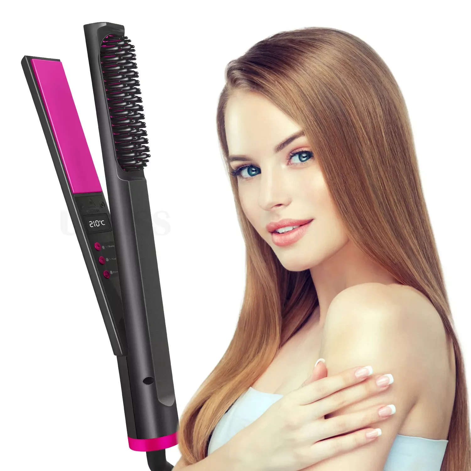

NEW2023 2 in 1 Hair Straightener Flat Iron Fast Heating Straightener and Curler for All Hairstyles Hair Curling Iron Straighten