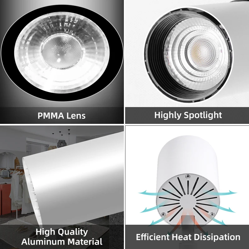 set led track light ceiling lamp 20w folding downlight rail spotlight home lighting for living room wall light home ac180 265v free global shipping