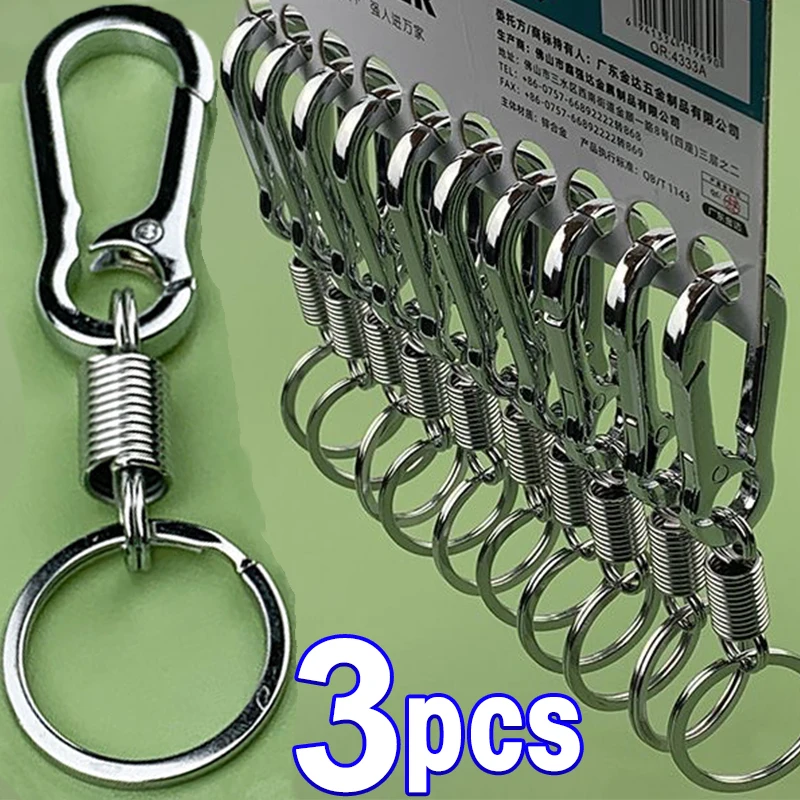 

1/3pcs Retractable Spring Key Chain Stainless Steel Gourd Buckle Carabiner Keychain Waist Belt Clip Keyring Anti-lost Buckle