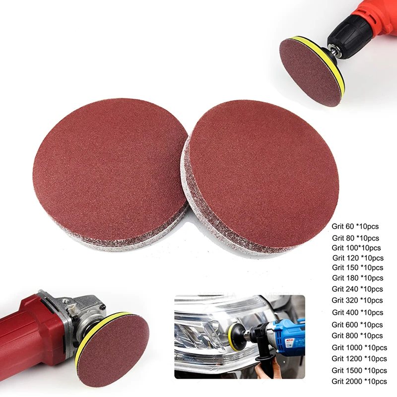 6/5/4/3/2 Inch Sanding Discs Round Flocking Sandpaper Self-adhesive Dry and Wet Car Polishing for Polisher Angle Grinder