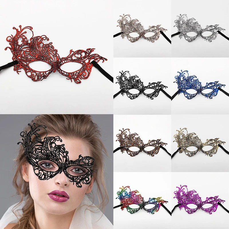 

Women Hollow Lace Masquerade Face Mask Sexy Cosplay Prom Party Props Costume Halloween Masquerade Mask Nightclub Queen Eye Mask