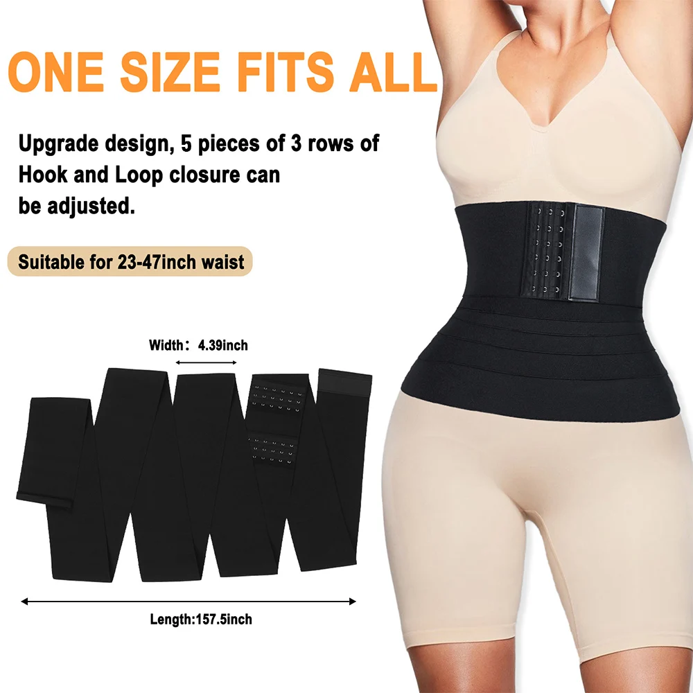 Atbuty Bandage Wrap Belt Workout Slimming Tummy Reduce Belly Stomach Girdle Hook & Eye Snatched Me Up Waist Trainer Sweat Shaper